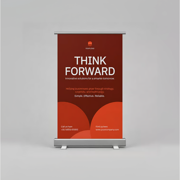 Bold Red Business Roll-up Banner Mockup